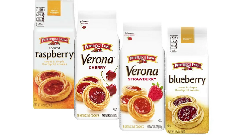 Pepperidge Farm Verona Cherry, Raspberry, Blueberry & Strawberry Cookies, Variety 4-Pack 6.75 oz. Bag