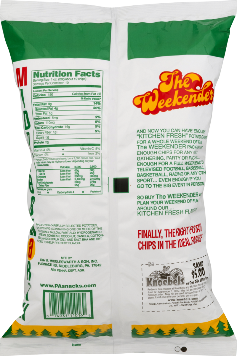 Middleswarth Weekender Kitchen Fresh or Ket'l Cooked Potato Chips, 6-Pack 9 oz. Bags