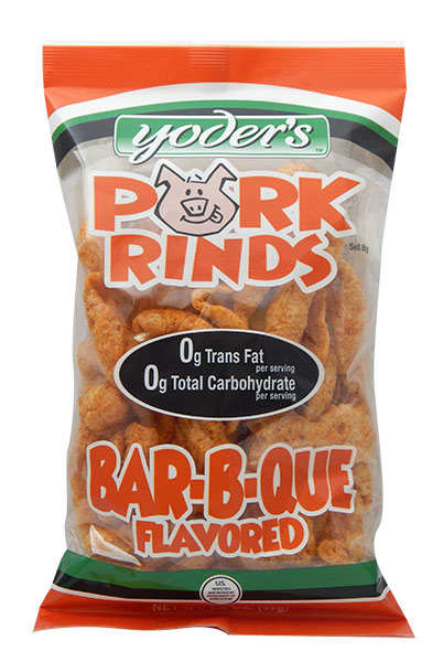 Yoder's Bar-B-Que Pork Rinds (Chicharrones), 12-Pack Case 3.5 oz. Bags